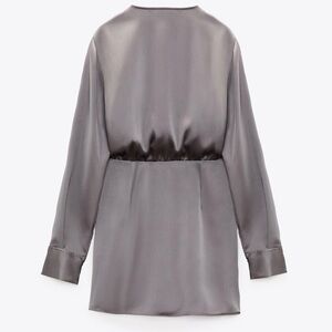 Zara satin gray Long Sleeve Dress